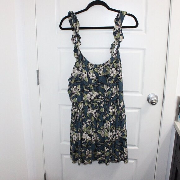 Free People Floral Mini Dress - Blue and Green - Picture 1 of 4